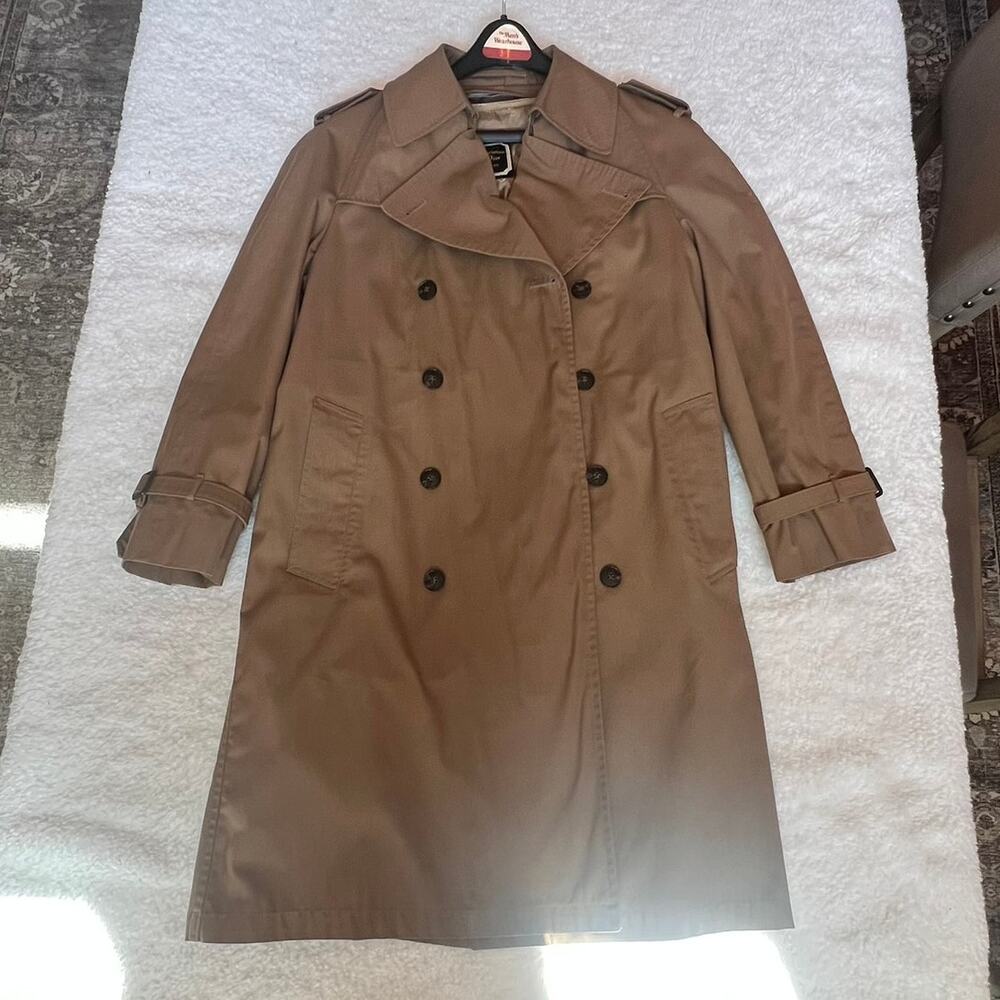 Vintage Christian Dior 80's Era Brown Trench Coat w/Detachable Wool Liner 38R - Picture 4 of 16